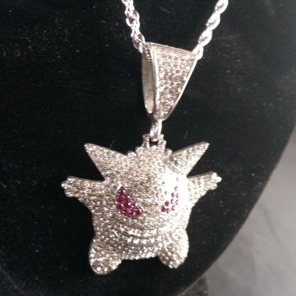 Silver Pokemon Gengar Pendant Hip Hop Necklace 15$